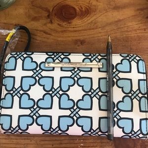 Blue Betsy Johnson large wallet hearts